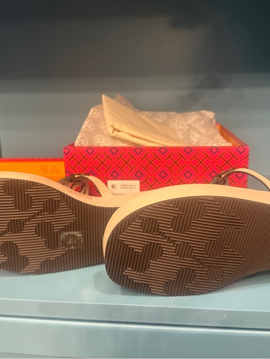 Tory Burch Miller Wedge Sandals Soft Pink -11 - Picture 5 of 8